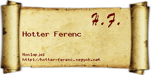 Hotter Ferenc névjegykártya